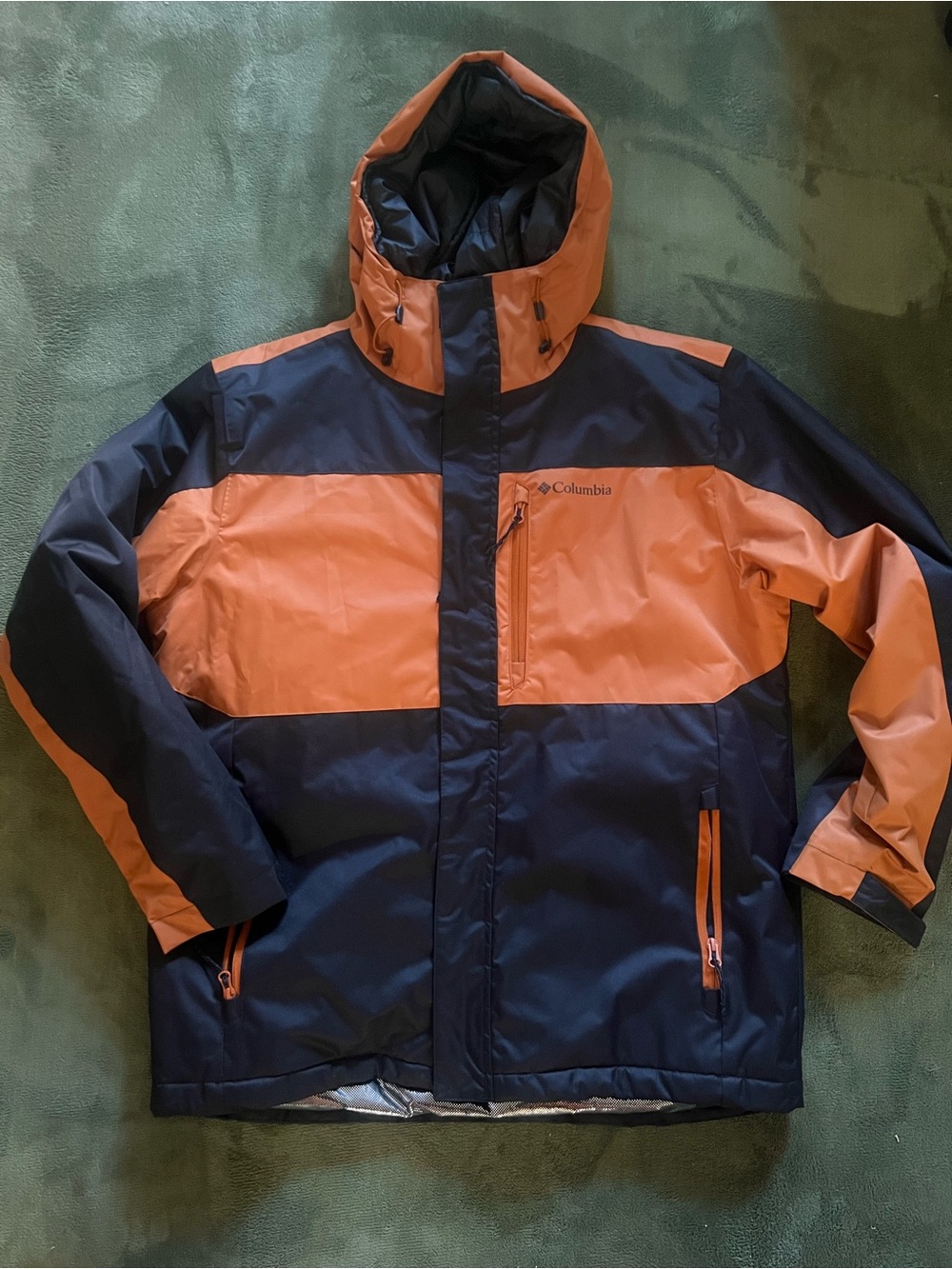 Columbia Omni-Heat Hooded Jacket Black & Orange Size Large